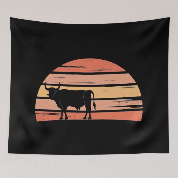 Item preview, Vintage colors sunset and bull in the setting sun designed and sold by desinganddecor.