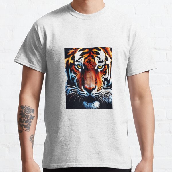 Yellow Tiger Head Portrait Drawing - Tiger Face' Men's T-Shirt