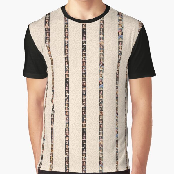 Painted Ladies – Antique Portraits - Creamy White Stripes Graphic T-Shirt