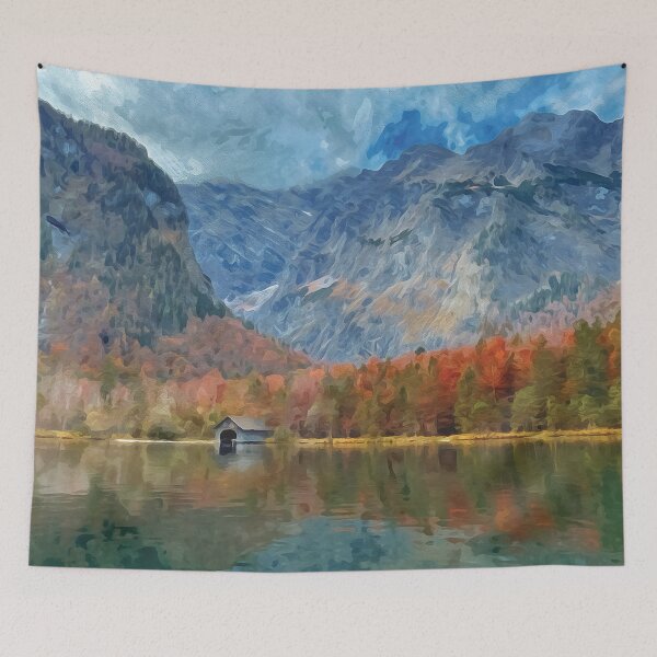 Item preview, Boathouse on Lake Königssee in watercolor designed and sold by Intermundium.