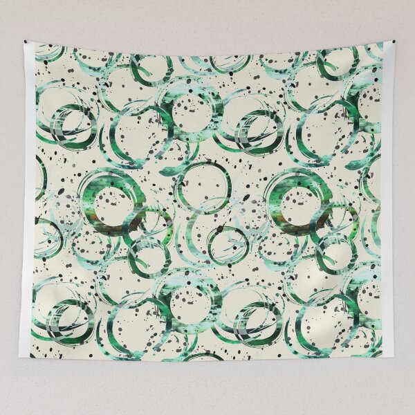 Item preview, Brush strokes free circles green designed and sold by Alessandro Remo Mazzoni Remotextiles.