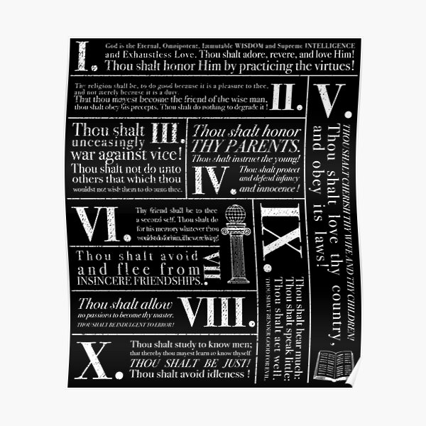 Freemasons Ten Commandments Masonic Freemason Poster