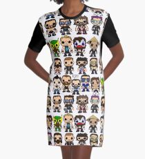 QWA Vinyl Pop-fighters Graphic T-Shirt Dress