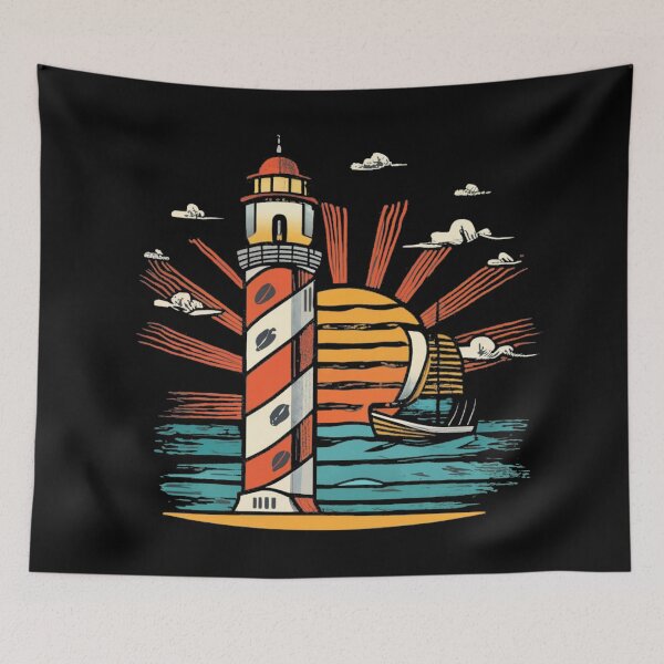 Item preview, Vintage colors sunset and Lighthouse designed and sold by desinganddecor.