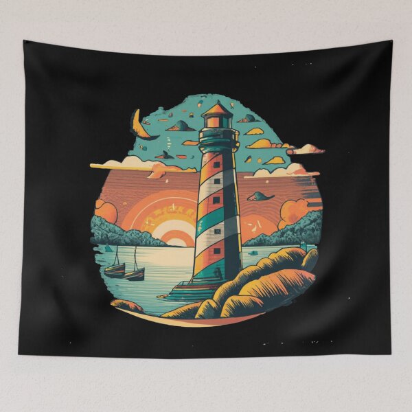Item preview, Vintage colors sunset and Lighthouse designed and sold by desinganddecor.