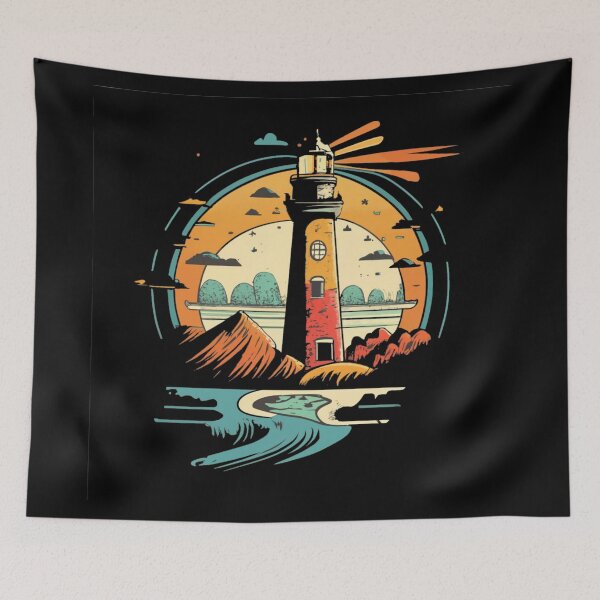 Item preview, Vintage colors sunset and Lighthouse designed and sold by desinganddecor.