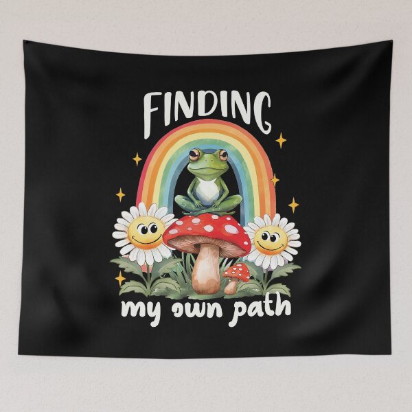 Item preview, Happy frog and mushroom - watercolors motivational retro  designed and sold by Fantasy Cache.