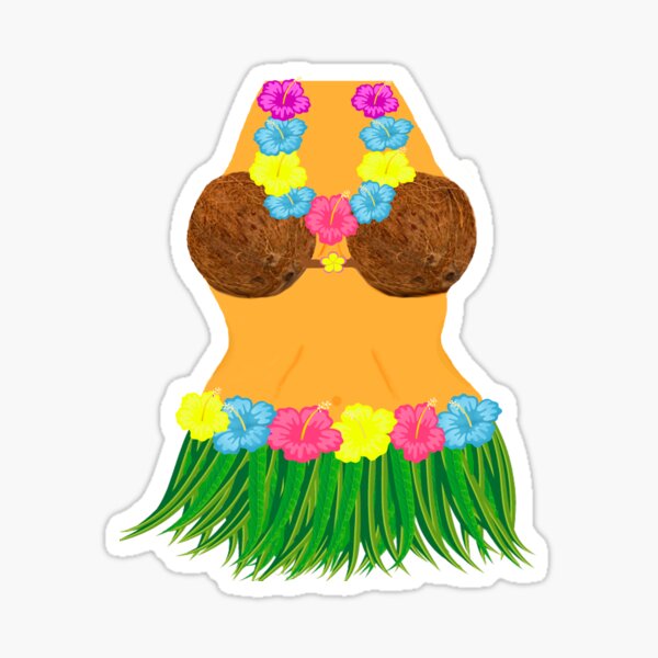 Coconut Bra Sticker By Shaney442 Redbubble - cocanut bra ware it with a hula skirt roblox