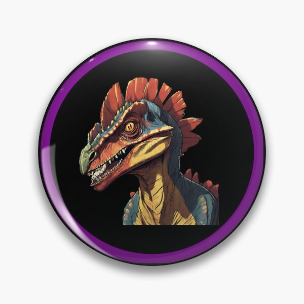 Item preview, Dilophosaurus in Black Circle with Purple Border designed and sold by FlutterByH.