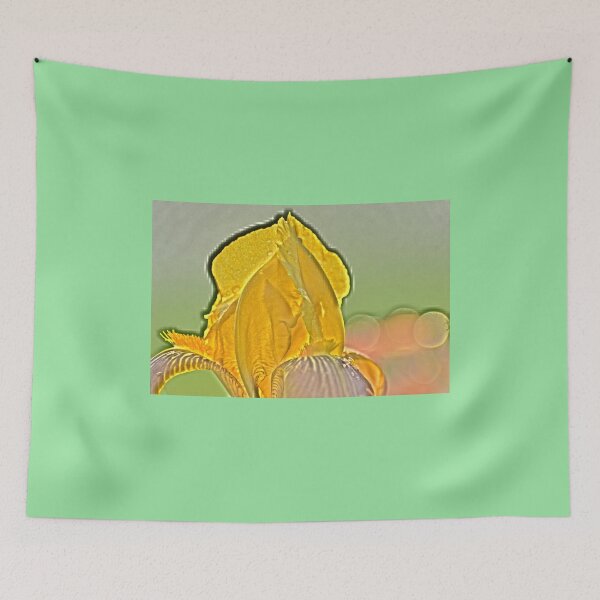 Item preview, Camera edited yellow iris bokeh rain drops designed and sold by FoxGlove5.