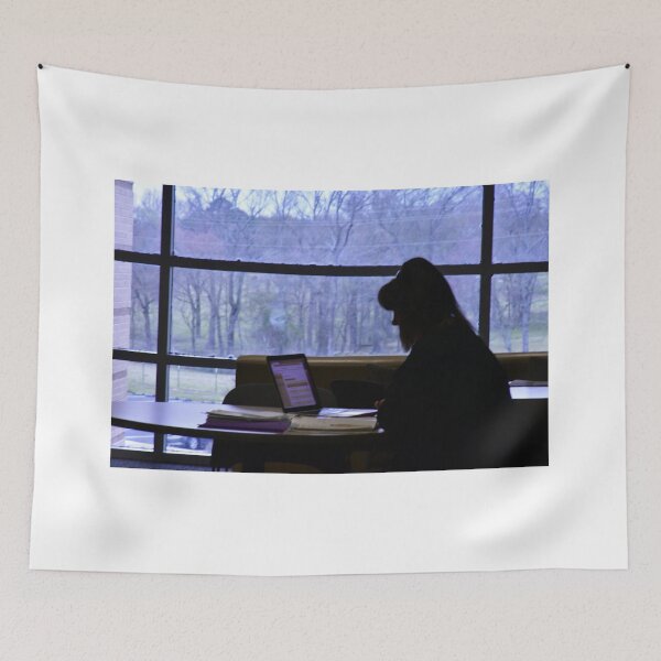 Item preview, A silhouette of a woman studying in public in the winter designed and sold by FoxGlove5.