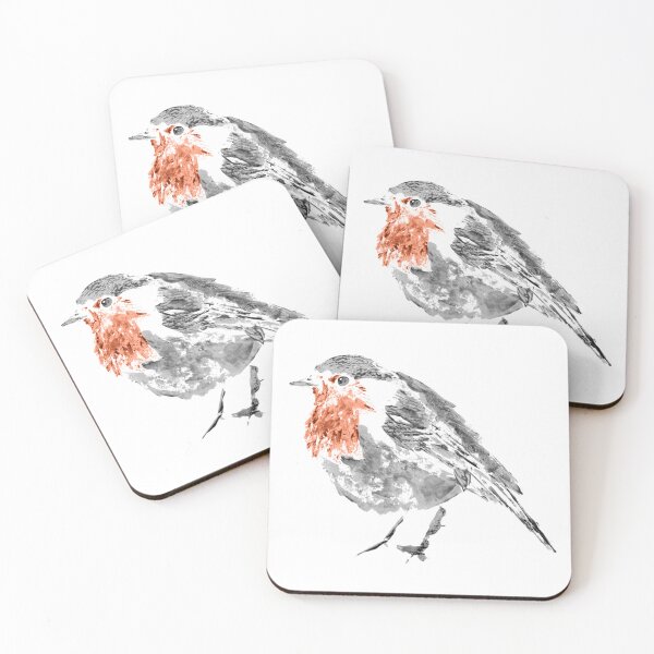 Item preview, Grumpy Redbreast Bird (gray/white) designed and sold by D-Vogt-Grafik.