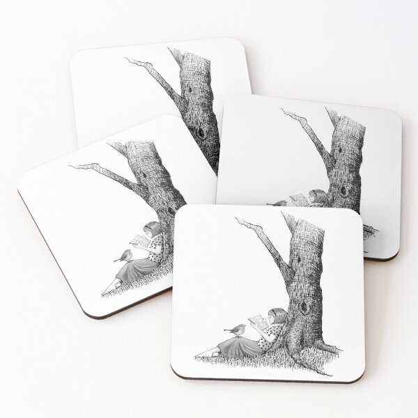 Item preview, Young Girl Reading Book Beneath A Tree, Freehand Art, Book Lovers, BIRD designed and sold by JoyfulWhimsy.
