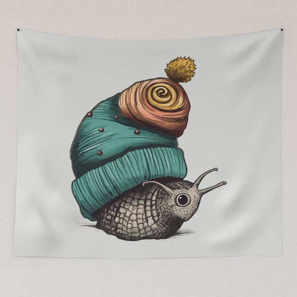 Item preview, Snail wearing a pom pom toque designed and sold by Amir Faysal.