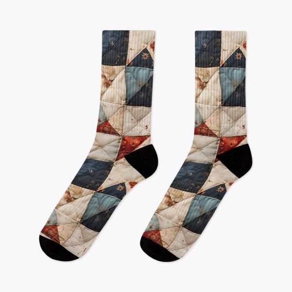 Item preview, Retro Geometric Distressed Patchwork Quilt Pattern designed and sold by SecretDicer.
