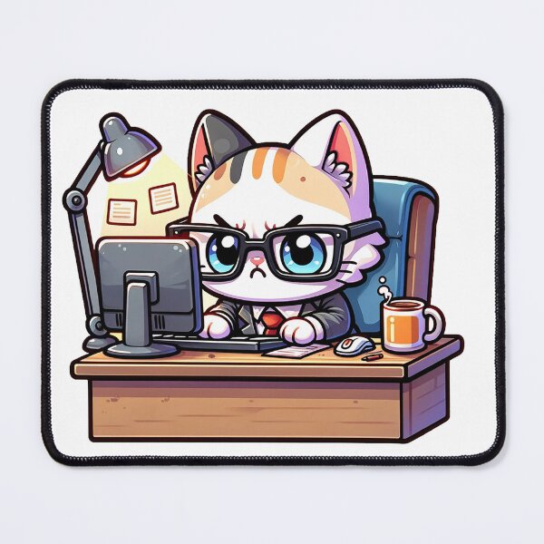 Item preview, Cute and kawaii programmer cat who works hard designed and sold by perfect-radius.