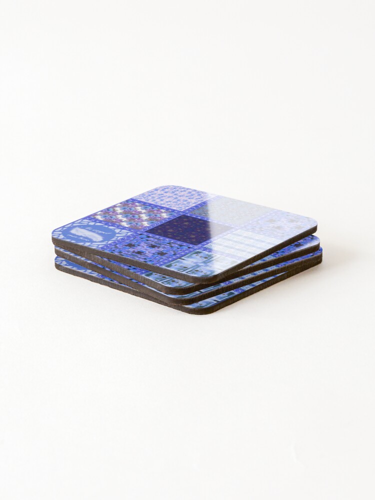 Thumbnail 4 of 5, Coasters (Set of 4), Blue patchwork designed and sold by Flowersonstuff.