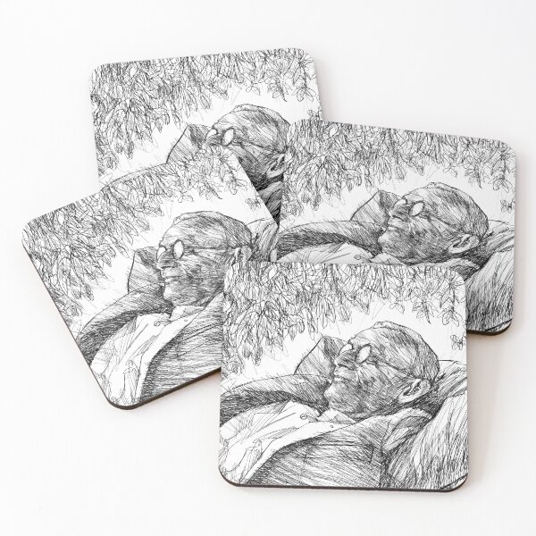 Item preview, HERMANN HESSE DREAMING UNDER THE TREES - ink portrait designed and sold by lautir.