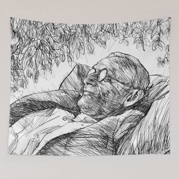 Item preview, HERMANN HESSE DREAMING UNDER THE TREES - ink portrait designed and sold by lautir.