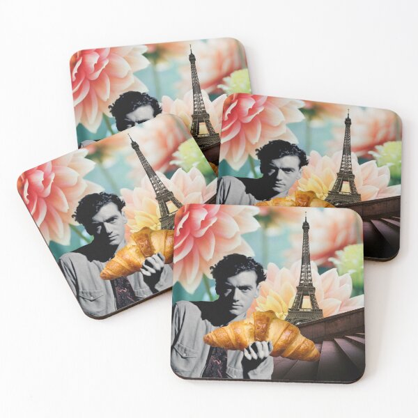 Item preview, Parisian Love Fantasy "Dreaming of Paris" Surreal Collage Art Print with a Perfect Man, Eiffel Tower, Croissant, and Beautiful Flowers designed and sold by GollyWillikers.