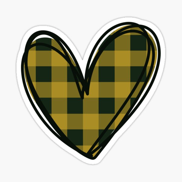 Item preview, Green and yellow plaid heart doodle designed and sold by wonderxwander.