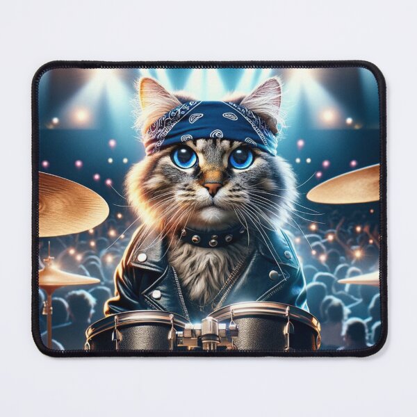 Item preview, Cute looking Drummer Rockstar Cat designed and sold by aikittycats.