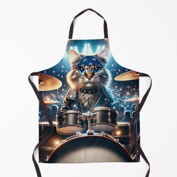 Item preview, Cute looking Drummer Rockstar Cat designed and sold by aikittycats.