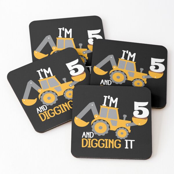 Item preview, Construction Birthday Digging It: 5th Birthday on Black designed and sold by sweetbelle.