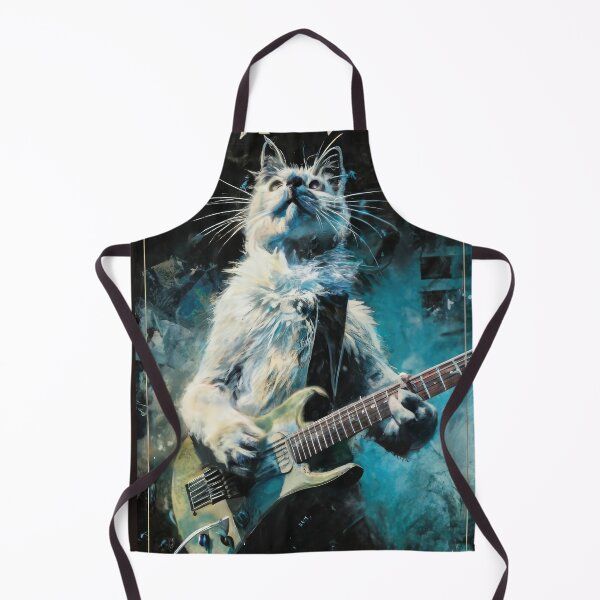 Item preview, Cat Guitarist From Fictional Band Called Cat-astrophy Rock Metal Band Funny Vintage Retro Distressed Painting designed and sold by PrintShangri-La.
