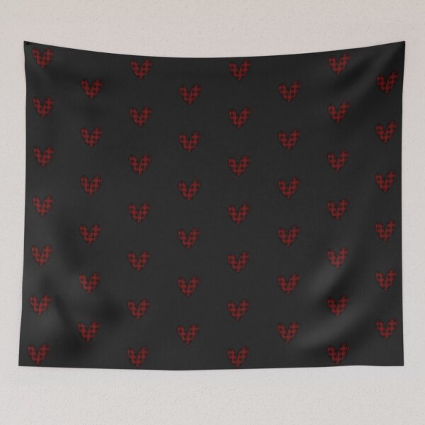Item preview, Red and black plaid heart doodle designed and sold by wonderxwander.