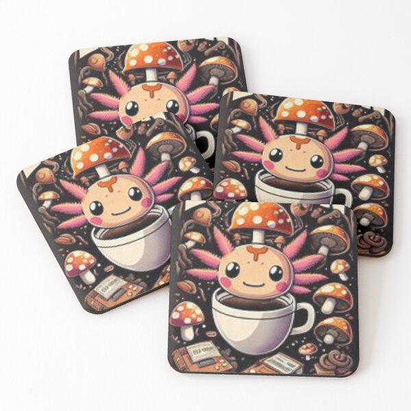 Item preview, Axolotl en una taza de café con hongos y libros designed and sold by Bit Canvas.