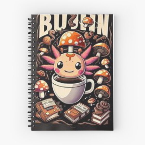 Aperçu de l'œuvre Axolotl en una taza de café con hongos y libros créée et vendue par Bit Canvas.