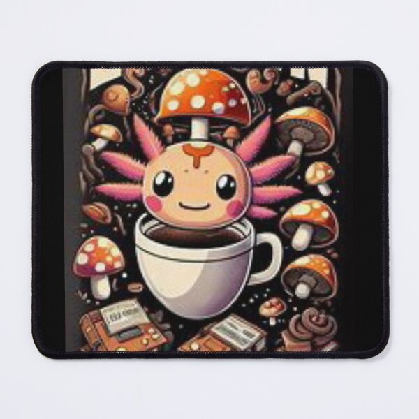 Item preview, Axolotl en una taza de café con hongos y libros designed and sold by Bit Canvas.