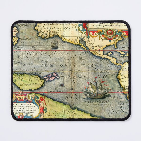 Item preview, Magellans ship Victoria in Antique Nautical Map Pacific Ocean 1589 designed and sold by BulganLumini.