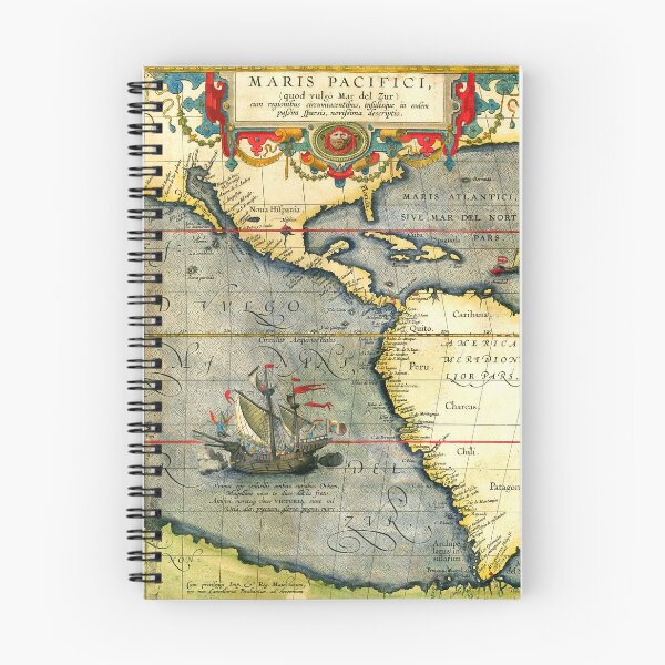 Item preview, Magellans ship Victoria in Antique Nautical Map Pacific Ocean 1589 designed and sold by BulganLumini.