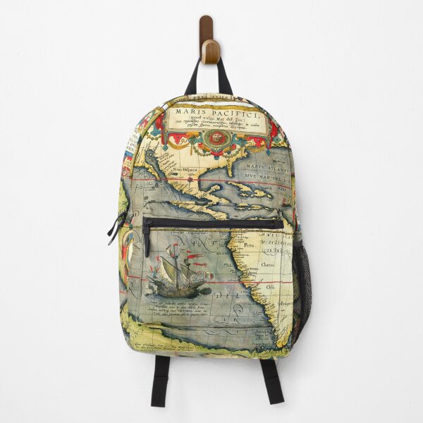 Item preview, Magellans ship Victoria in Antique Nautical Map Pacific Ocean 1589 designed and sold by BulganLumini.