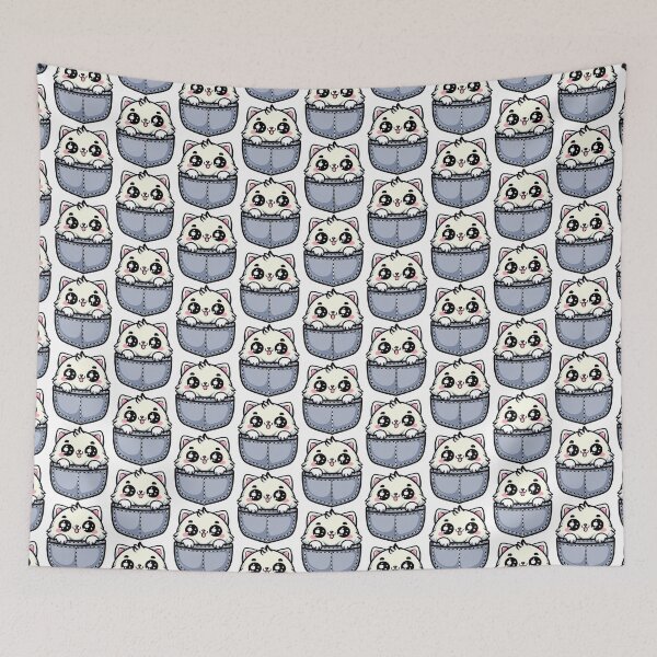 Item preview, cute cartoon Fat Cat Art in Pocket designed and sold by Design_for_merch.