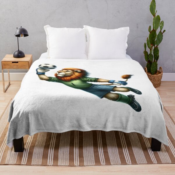 Item preview, Goalkeeper's Roar: Whimsical Lion Saving Goals in Watercolor designed and sold by KNAA.