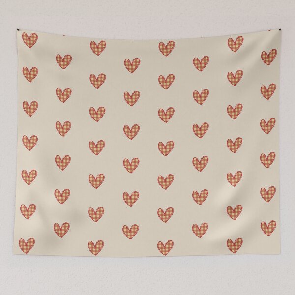 Item preview, Red and yellow plaid heart doodle designed and sold by wonderxwander.