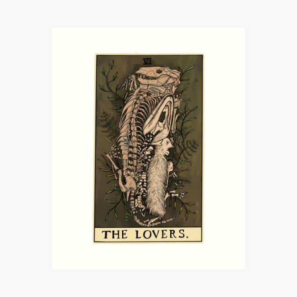 Item preview, Triassic Cuddle Tarot Card: The Lovers designed and sold by ClassyShark.