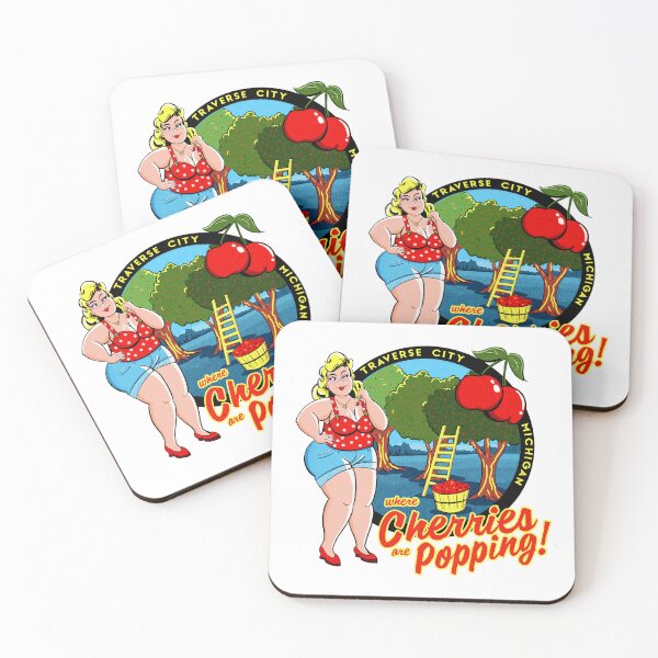 Item preview, Traverse City Cherry Popping Rockabilly Curvy Pinup designed and sold by Zaftig Pink.