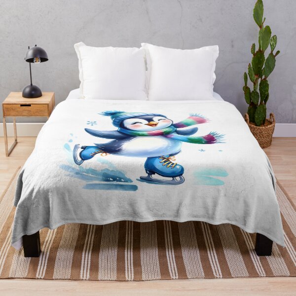 Item preview, Ice Glide Waddle: Whimsical Penguin Ice Skating in Watercolor designed and sold by KNAA.