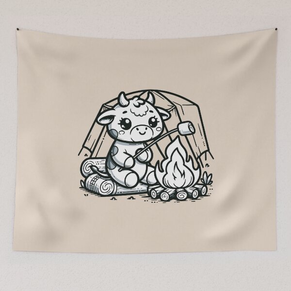 Item preview, Cute Cow Camper Roasting Marshmallows  designed and sold by greenwhite25.
