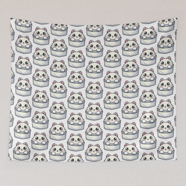 Item preview, cute cartoon fat cat in the pocket designed and sold by Design_for_merch.