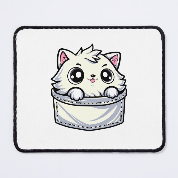 Item preview, cute cartoon fat cat peeking out from a pocket designed and sold by Design_for_merch.