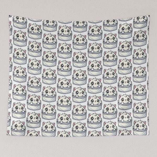 Item preview, cute cartoon fat cat peeking out from a pocket designed and sold by Design_for_merch.