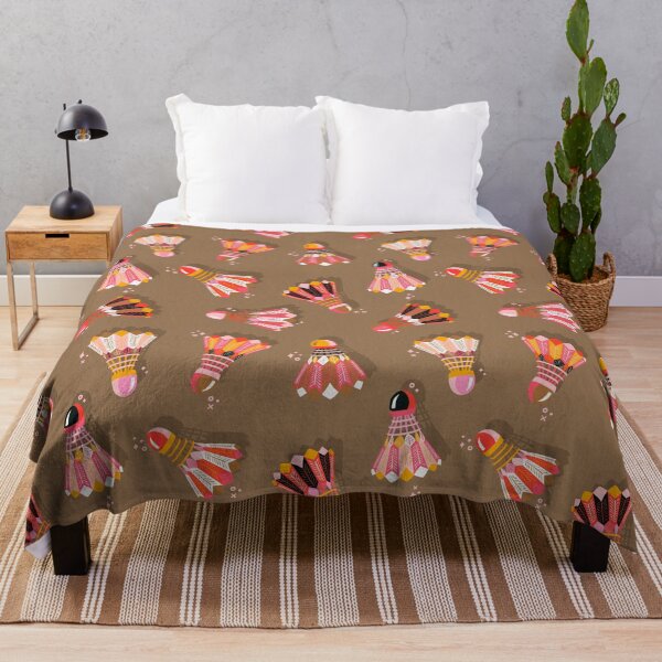 Item preview, Badminton Birdies – Tangerine & Pink on Tan designed and sold by Cat Coquillette.