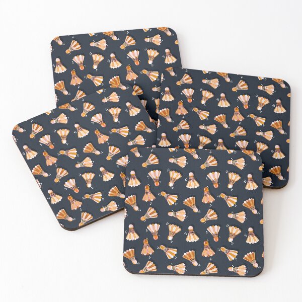 Item preview, Badminton Birdies – Retro Sunshine on Navy designed and sold by Cat Coquillette.