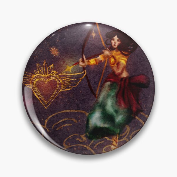 Item preview, Valentines fantasy art young woman archer in jewel tones with gold foil designed and sold by Monica Laipple.