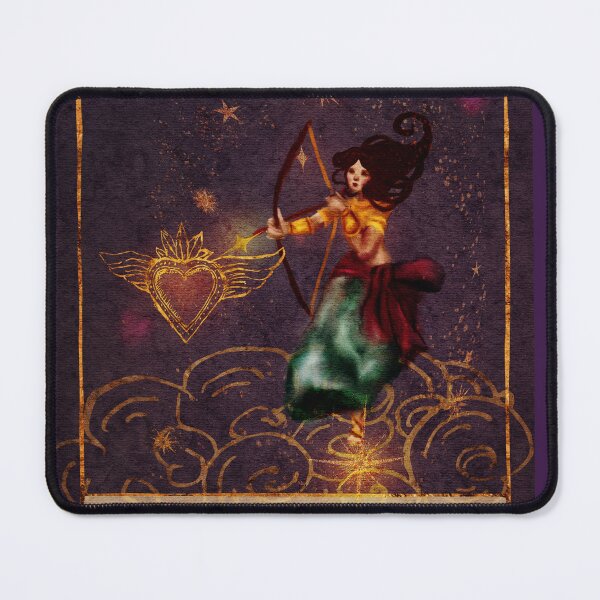 Item preview, Valentines fantasy art young woman archer in jewel tones with gold foil designed and sold by Monica Laipple.